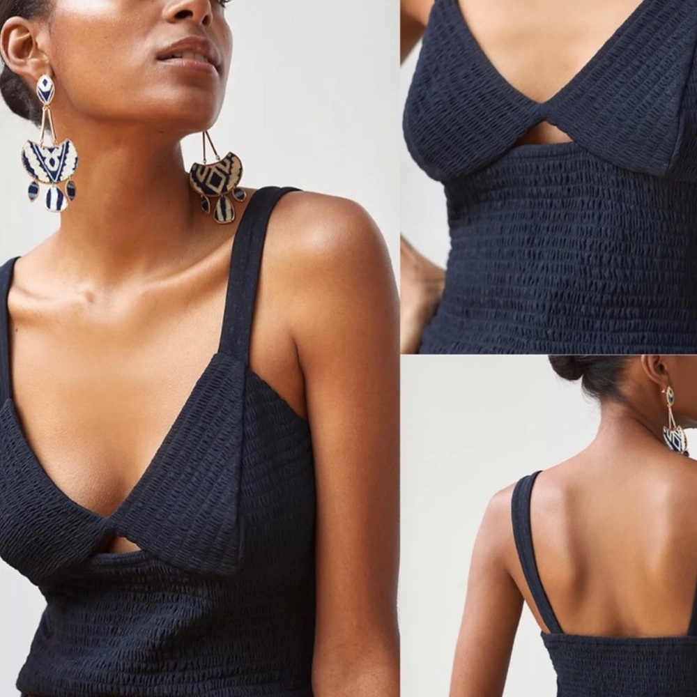 NWT Anthropologie Smocked Cut-Out Tank NEW! SZS